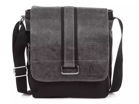 Men's shoulder report bag with grey flap
