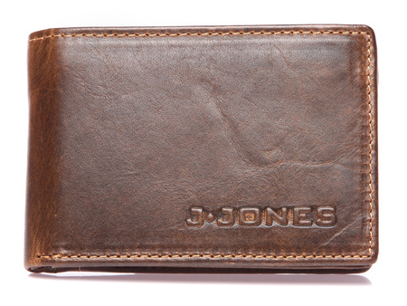 Kieszonkowy męski portfel skórzany ciemny brąz J Jones RFID